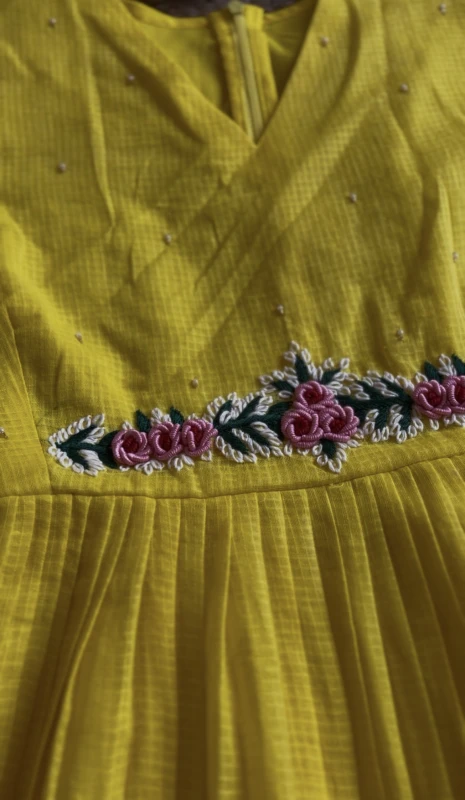 AN199-kota frock with thred spring work