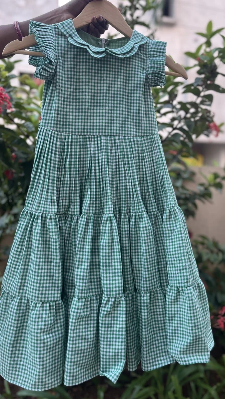 ANSF5-Cora Cotton checks pattern Frock