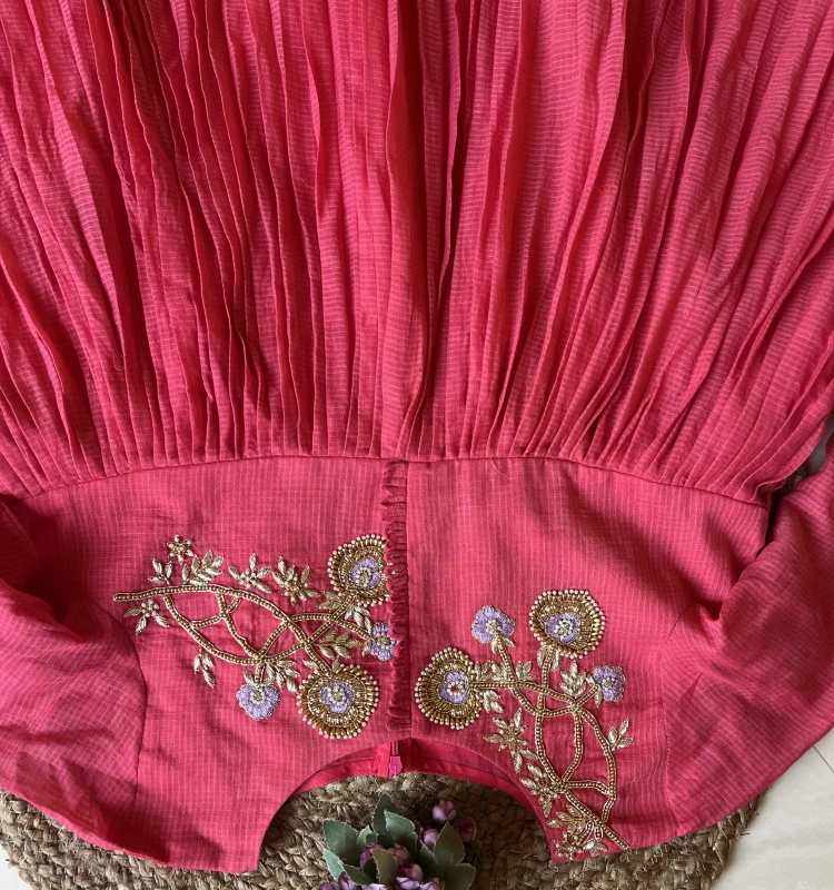 AN198- Kota cotton with maggam work frock