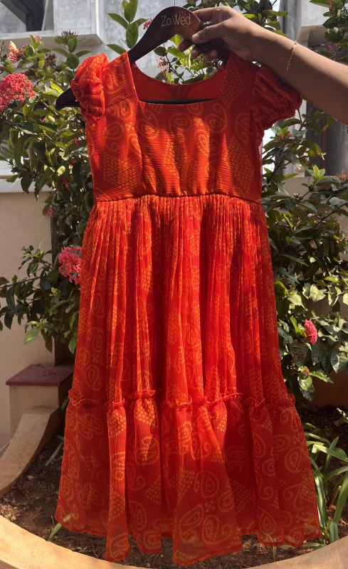 ANSF7-Soft Premium chiffon Bandini print Frock