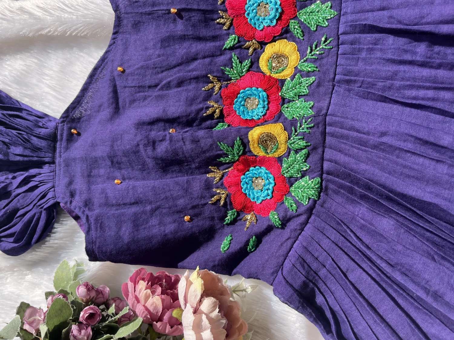 AN210-premium mulcotton hand embroidery customized frock