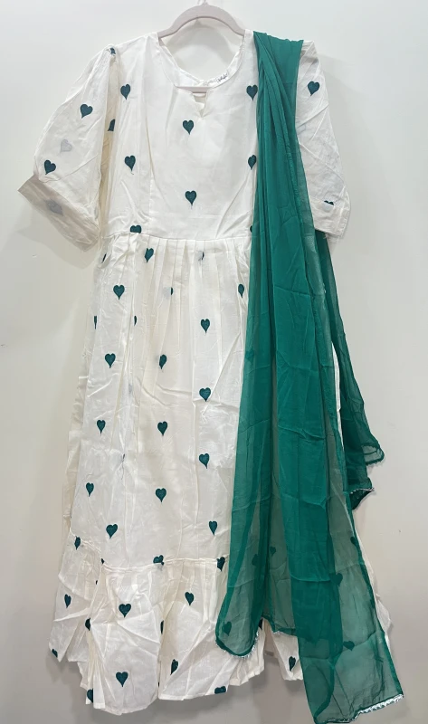 Embroidery cotton frock 2 piece set