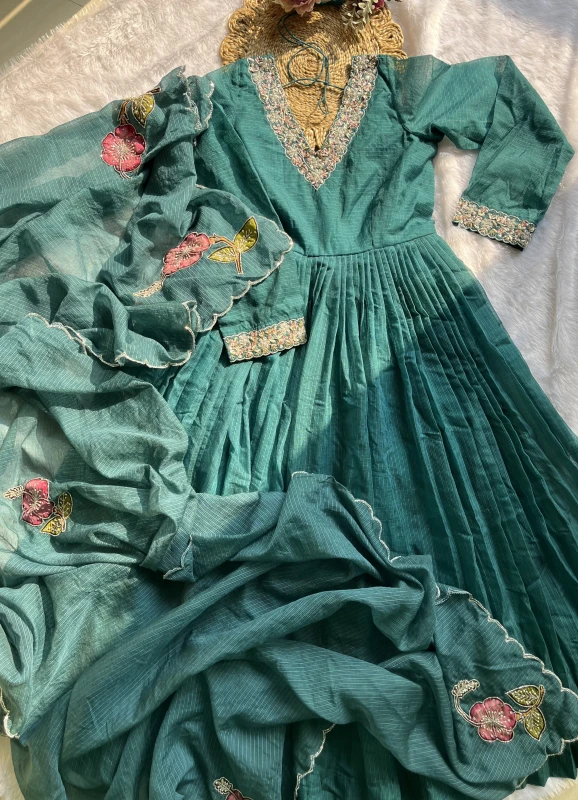 AN203- Kota Anarkali with applic work 2 piece set