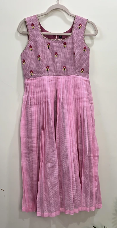 ANB33-Premium kota with hand embroidery frock